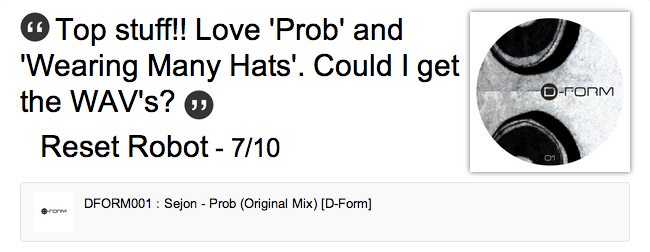 Reset Robot supports Sejon Prob Original Mix Label Worx1