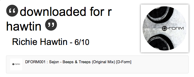 Richie Hawtin supports Sejon Beeps Treeps Original Mix Label Worx1